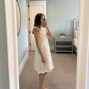 off white sea new york knee length dress with ruffle butterfly sleeves